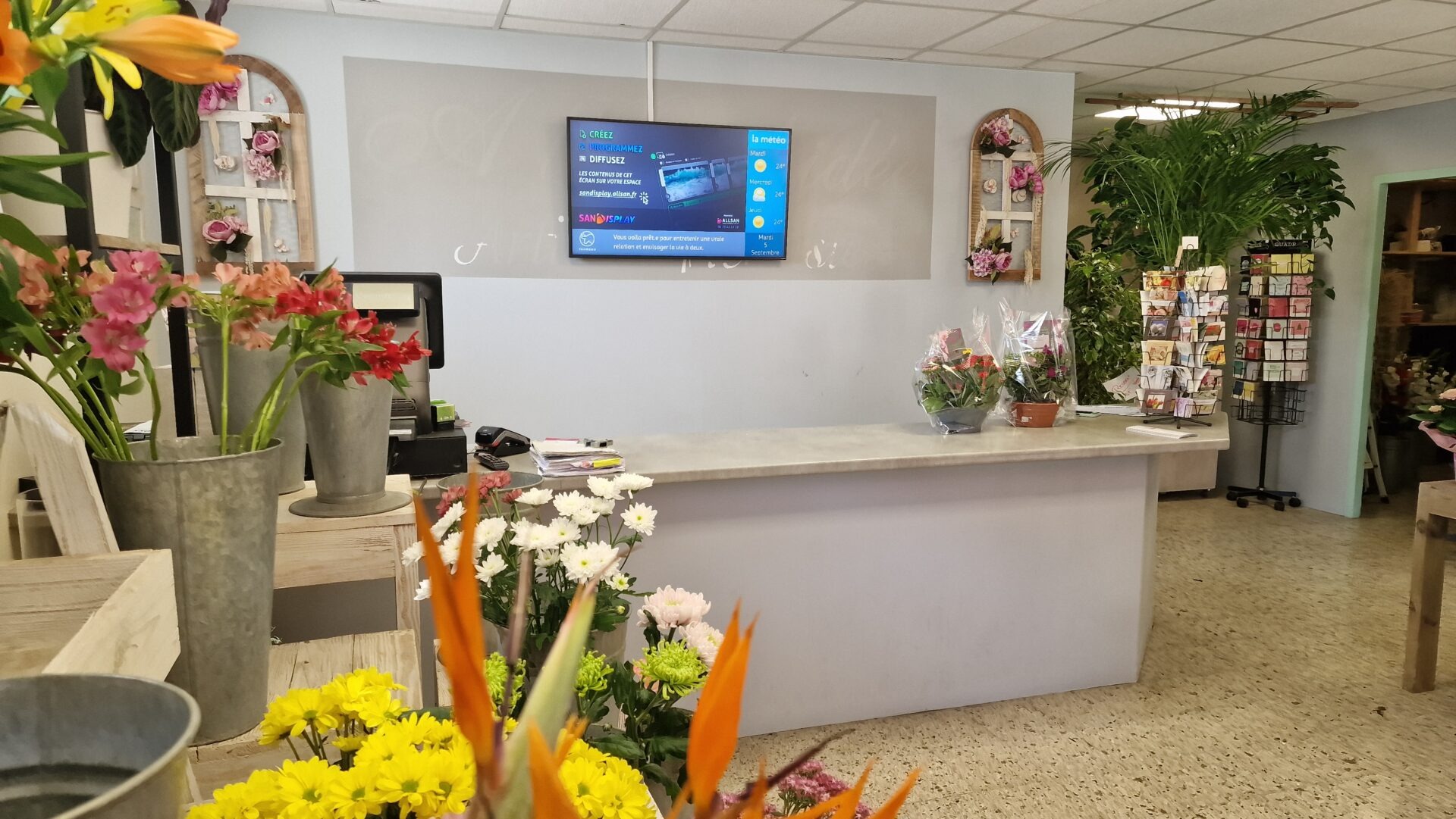Ecran affichage dynamique fleuriste